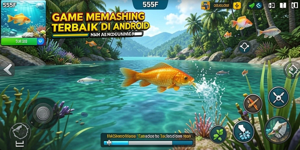 Screenshot game 555F menunjukkan aksi memancing yang seru dan menegangkan.