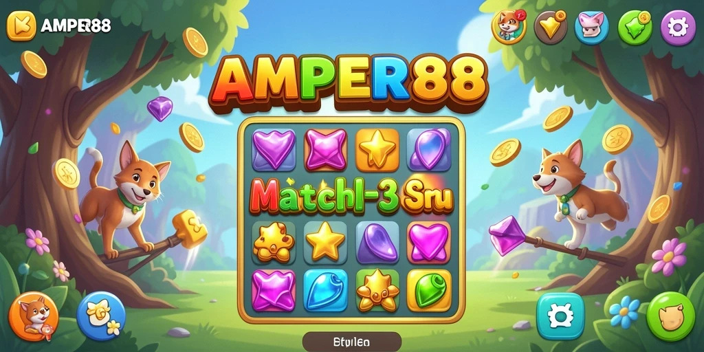 Tampilan gameplay AMPER88 yang menegangkan dan penuh warna.