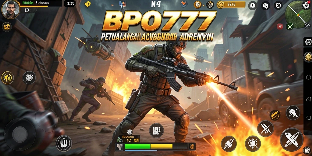 Tampilan seru BPO777 saat melawan musuh dalam gameplay Action.