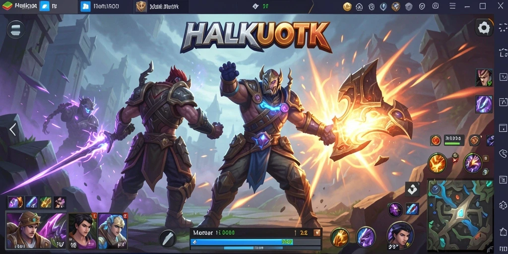 Screenshot gameplay HALKUOTK yang menampilkan aksi seru di arena.