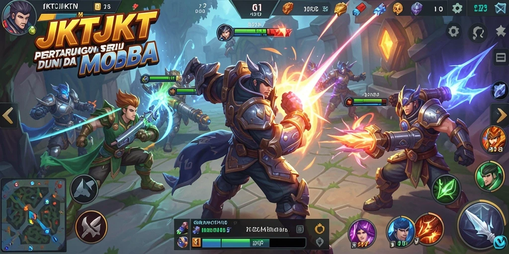 Tayangan gameplay seru JKTJKT dalam pertarungan tim yang dinamis.