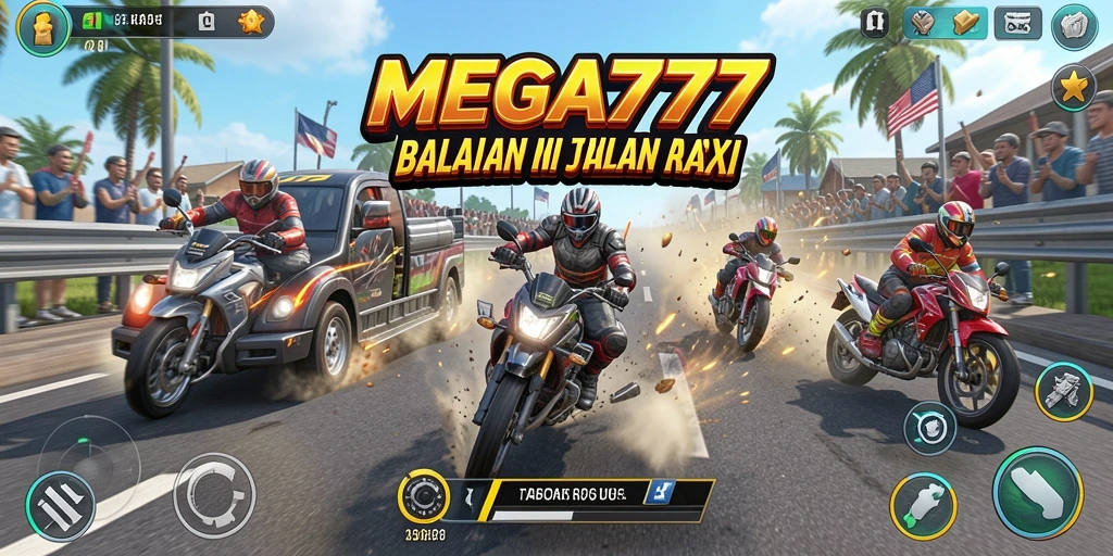 Gameplay MEGA777 yang mendebarkan di lintasan balap.