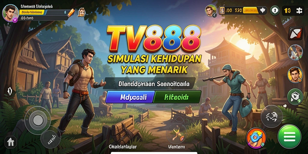 Tampilan gameplay TV888 yang menarik dengan interaksi sosial dinamis.